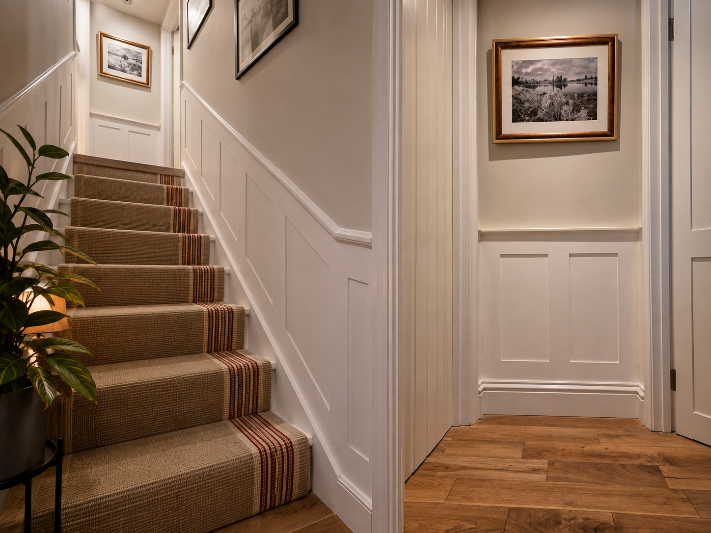 Staircase with bespoke panelling and joinery detail
