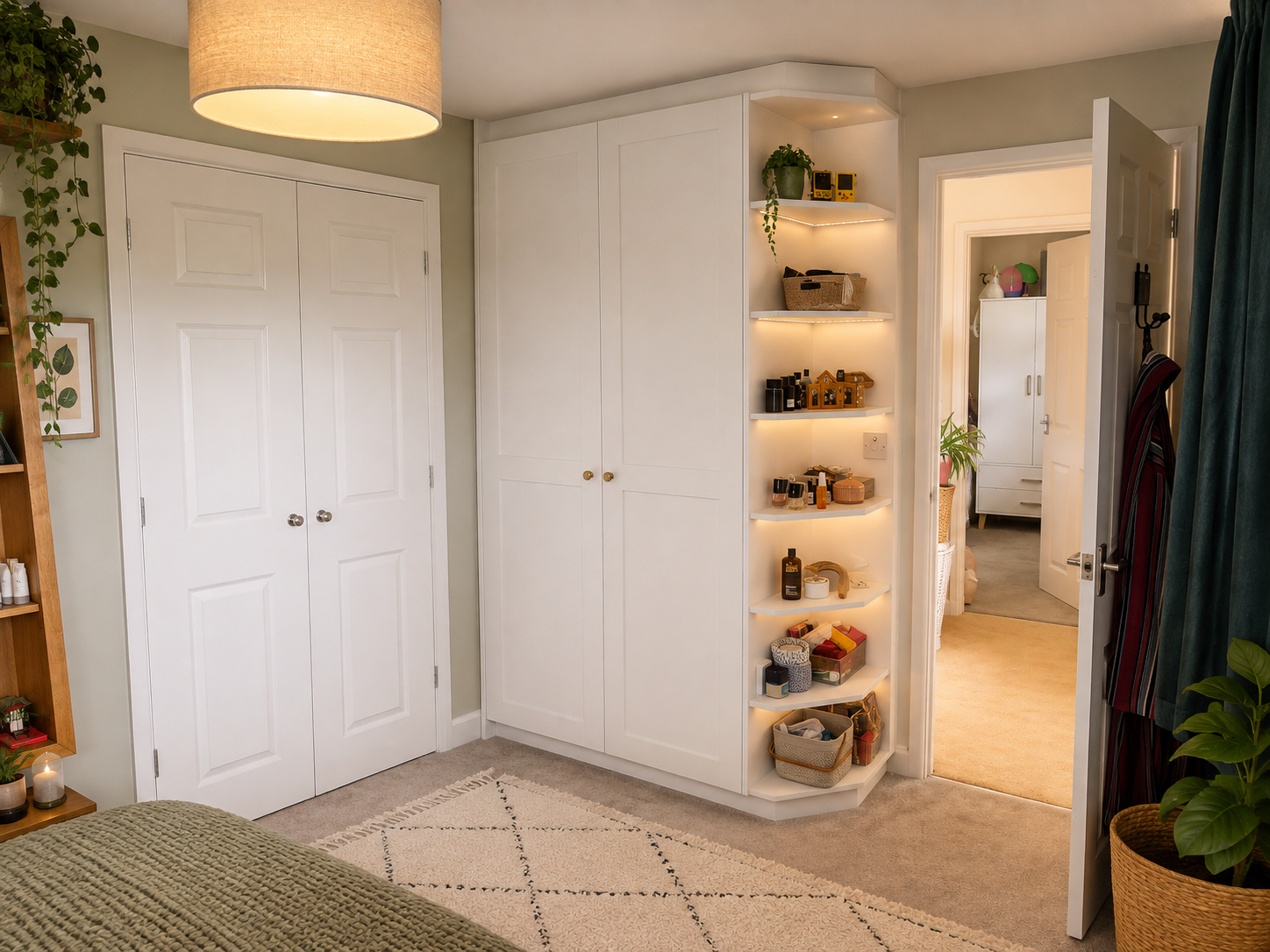Bespoke built-in wardrobe with shelving and hanging space